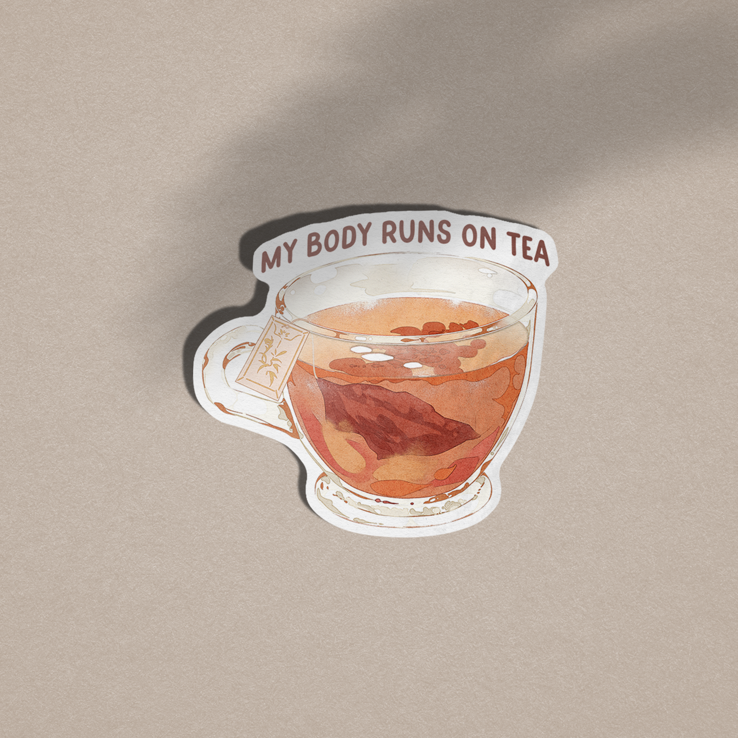 My Body Runs on Tea Vinyl Sticker