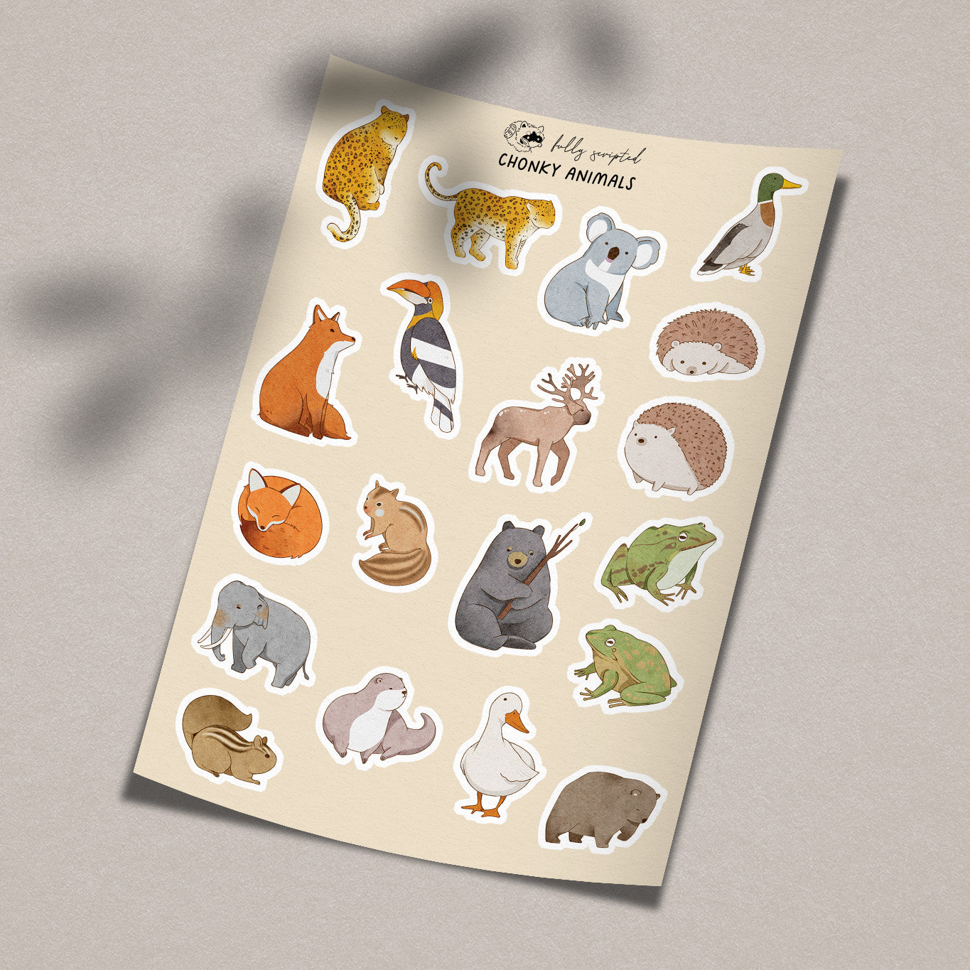 Chonky Animals Vinyl Sticker Sheet