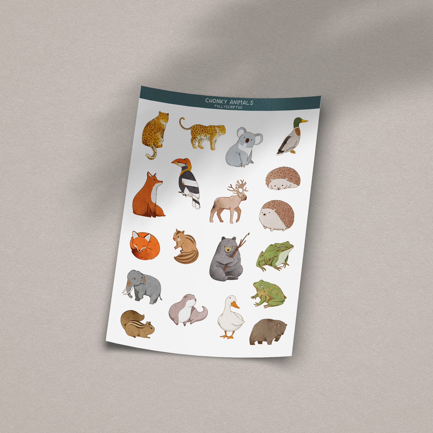 Chonky Animals Vinyl Sticker Sheet