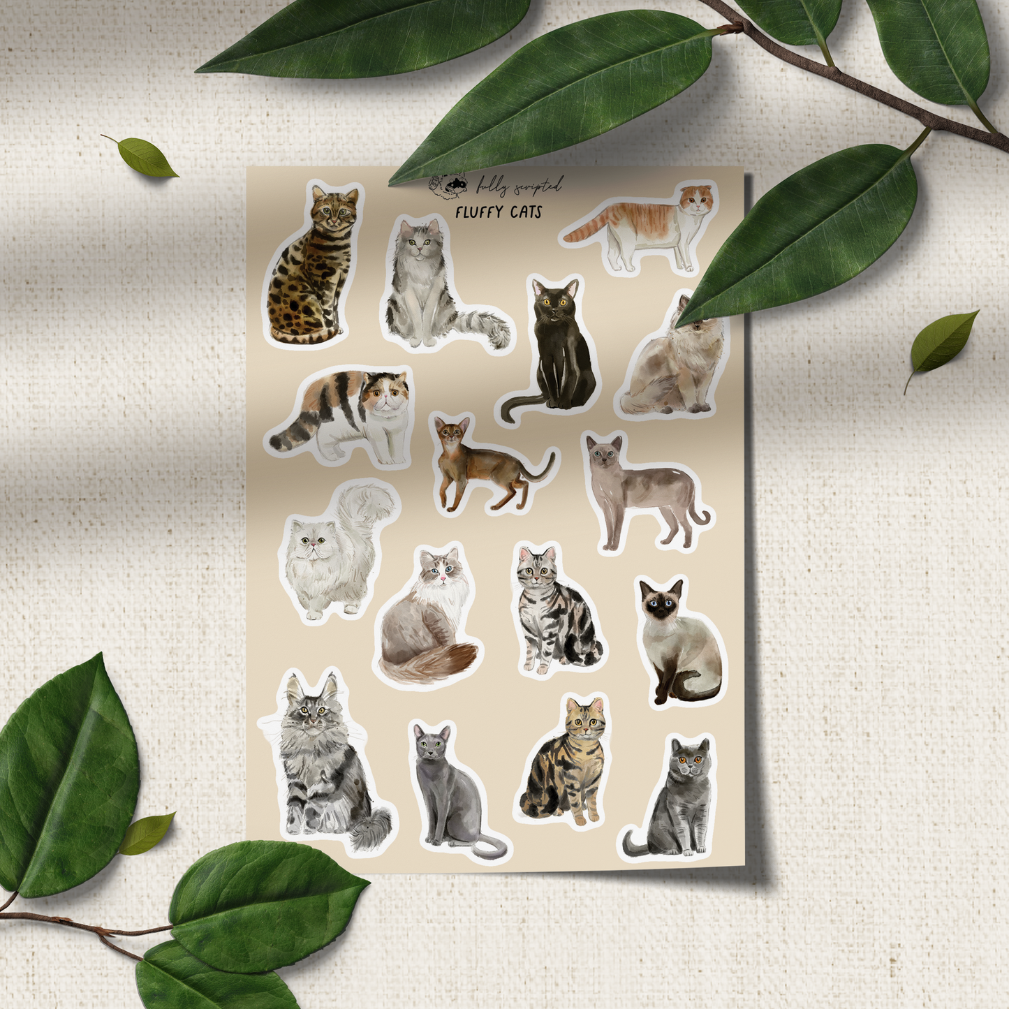 Fluffy Cats Vinyl Sticker Sheet