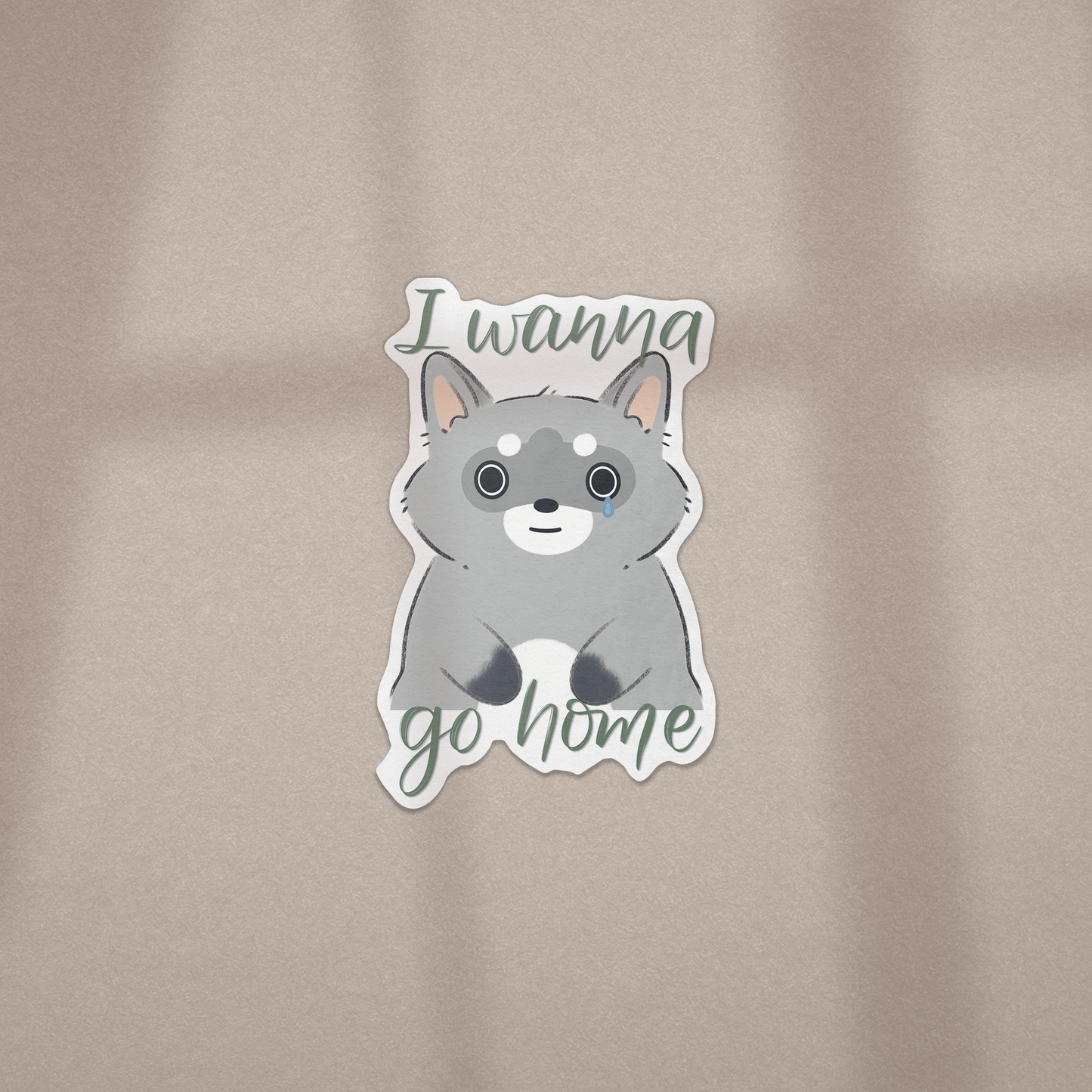 I Wanna Go Home - Waro Raccoon Vinyl Sticker