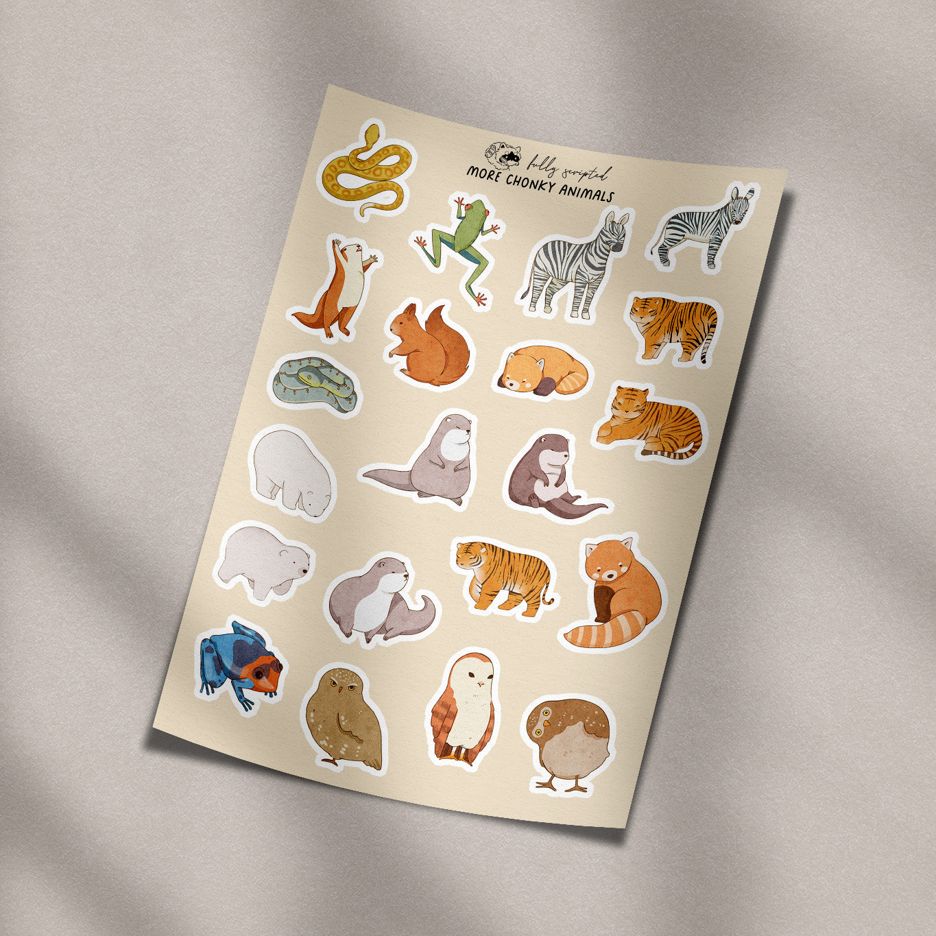 More Chonky Animals Vinyl Sticker Sheet