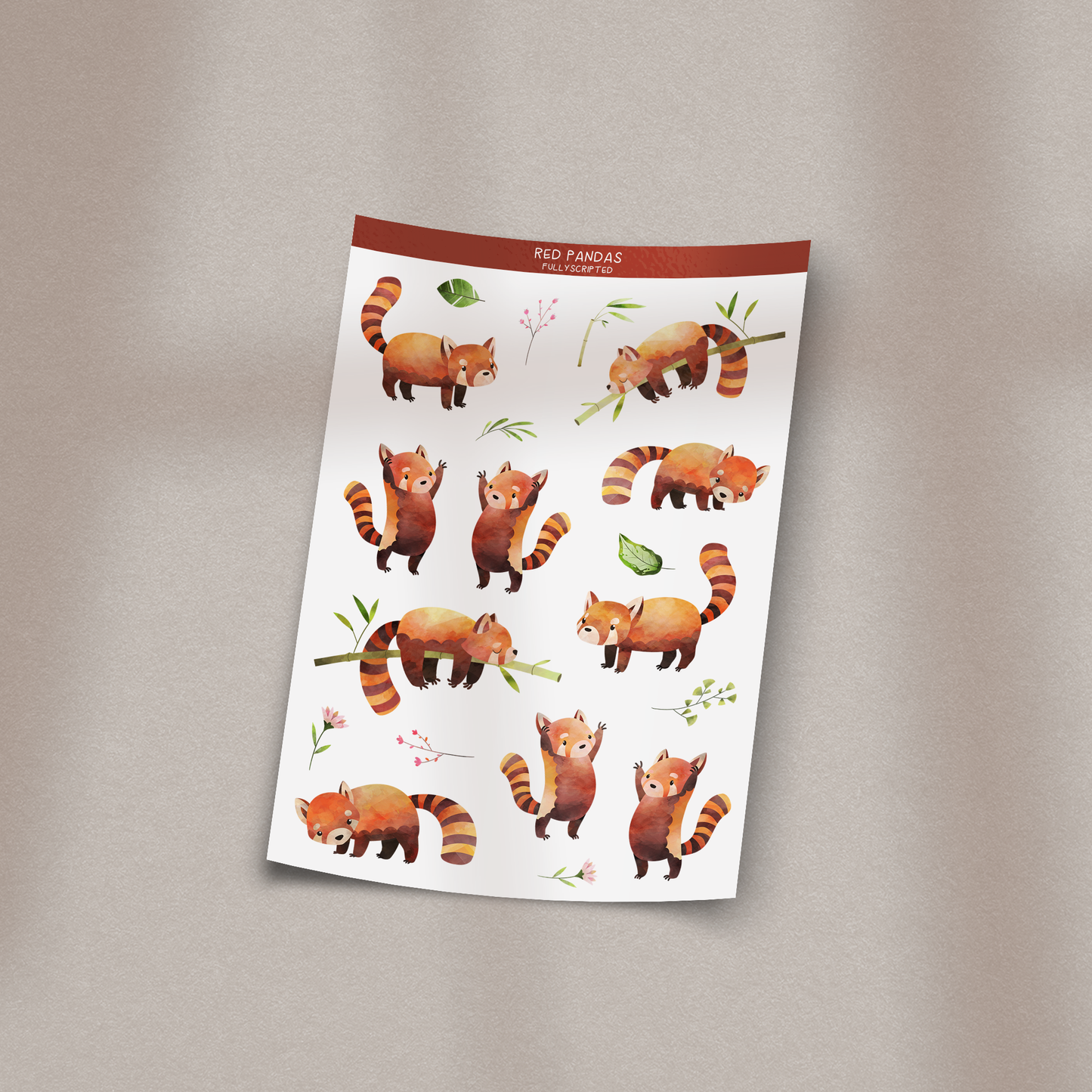 Red Pandas Vinyl Sticker Sheet
