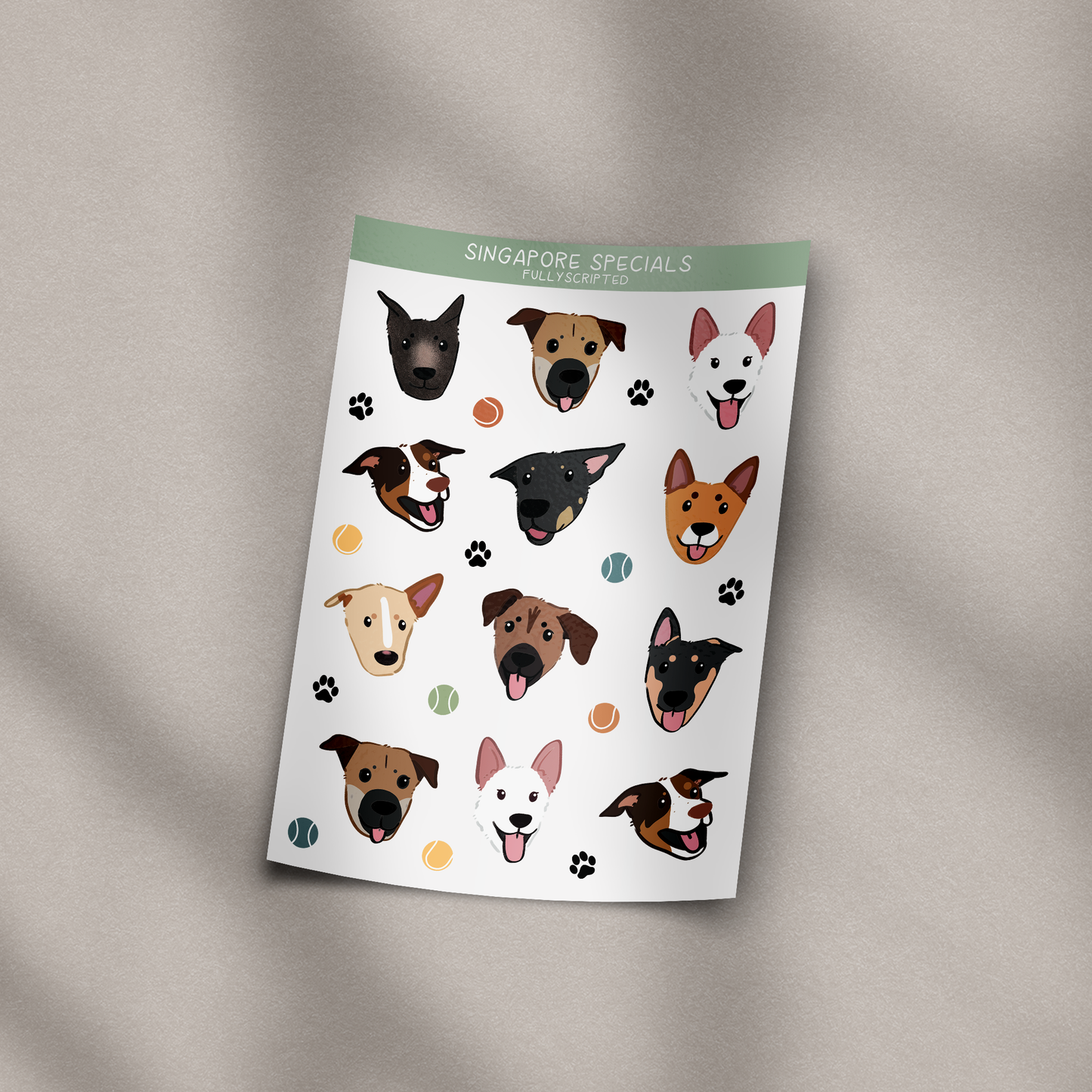 Singapore Specials Dog Vinyl Sticker Sheet