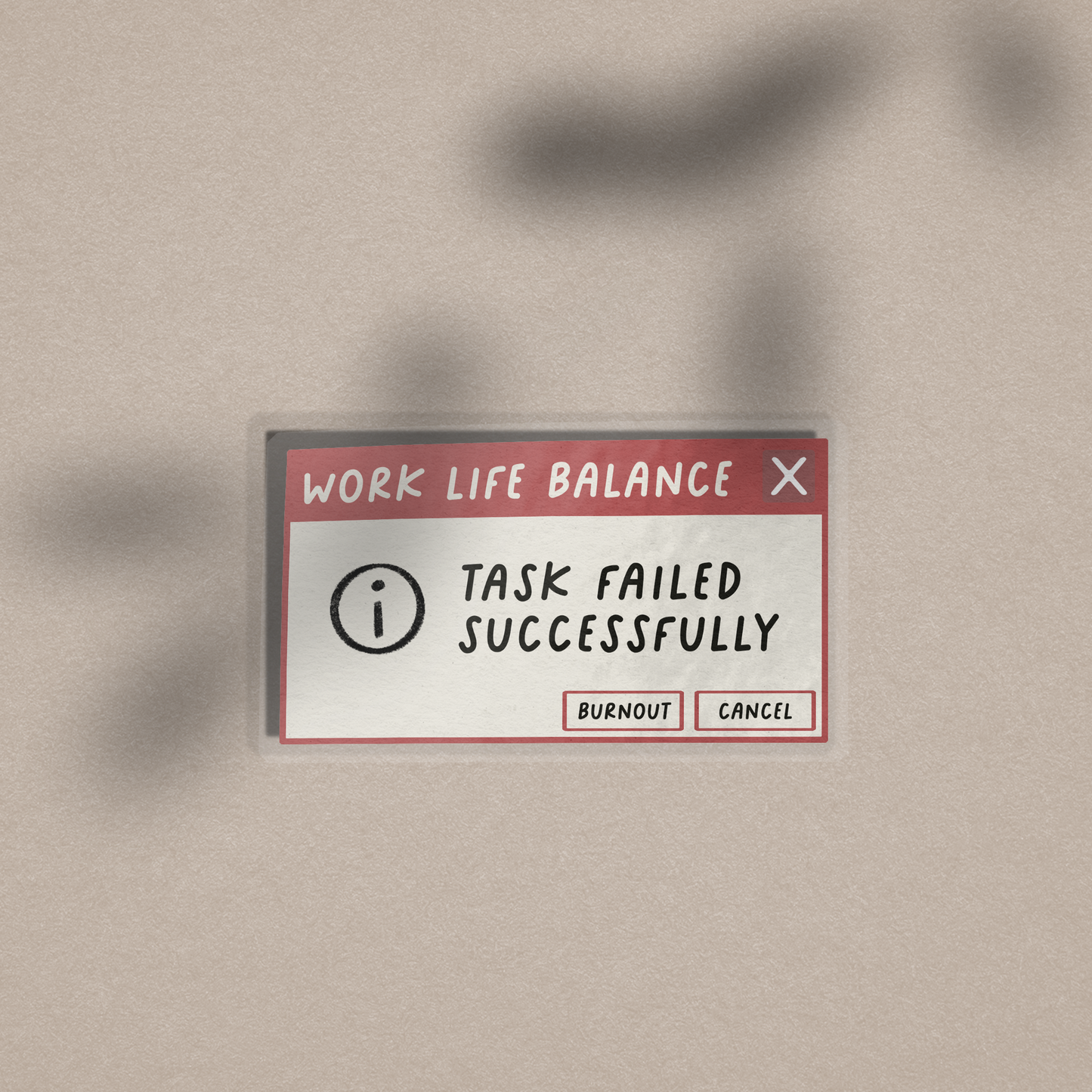 No Work Life Balance PC Error - Transparent Vinyl Sticker