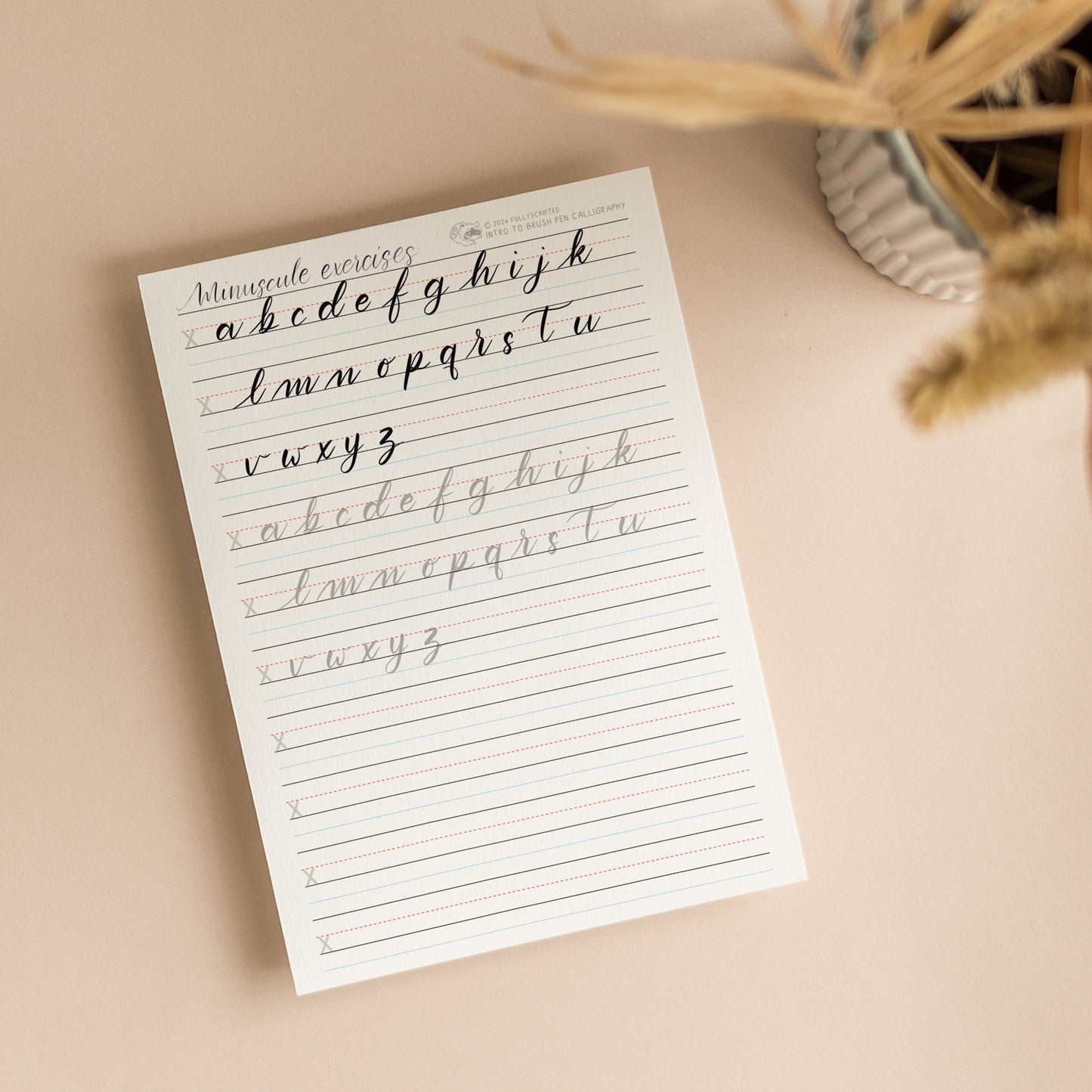 Intro to Modern Brush Pen Calligraphy Worksheets - Digital Download