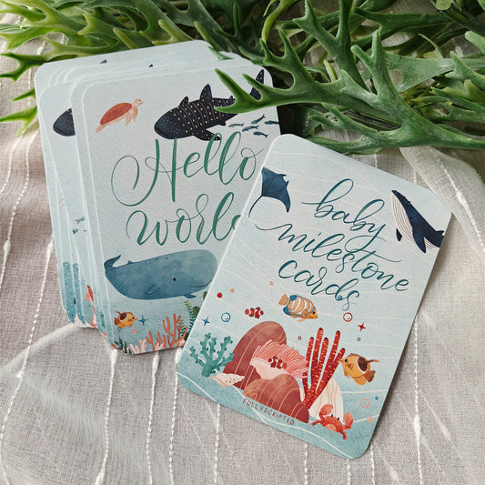 Marine Animals Baby Milestone Cards (Set of 16)