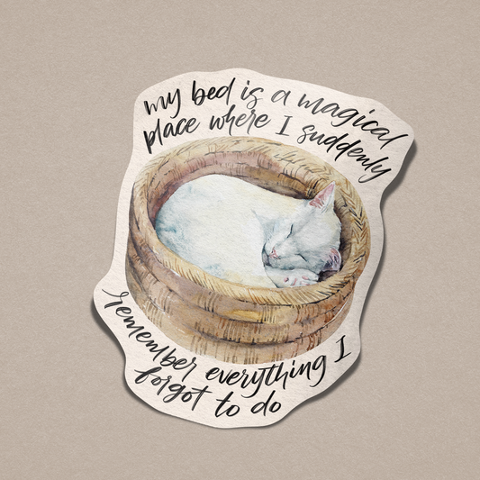 Cat Bed Is A Magical Place Vinyl Sticker