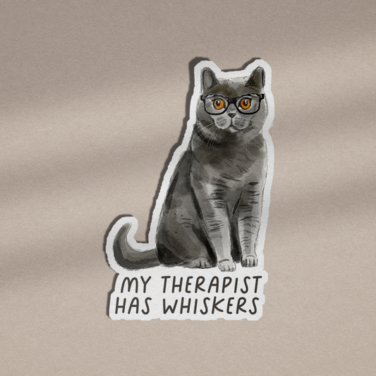 My Therapist Has Whiskers Vinyl Sticker