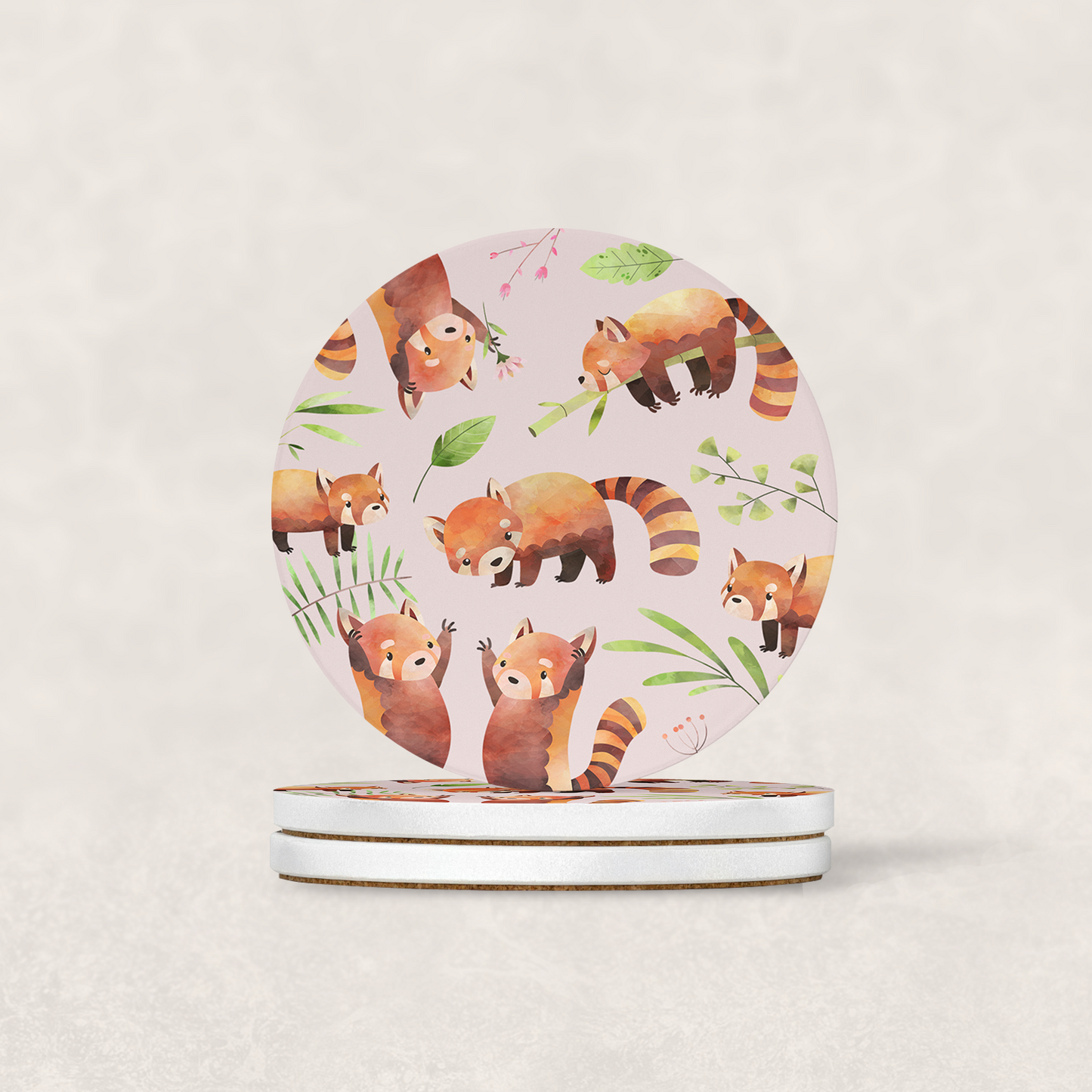 Playful Red Pandas Diatomite Coaster