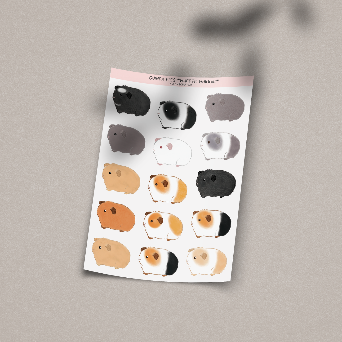 Guinea Pigs Vinyl Sticker Sheet