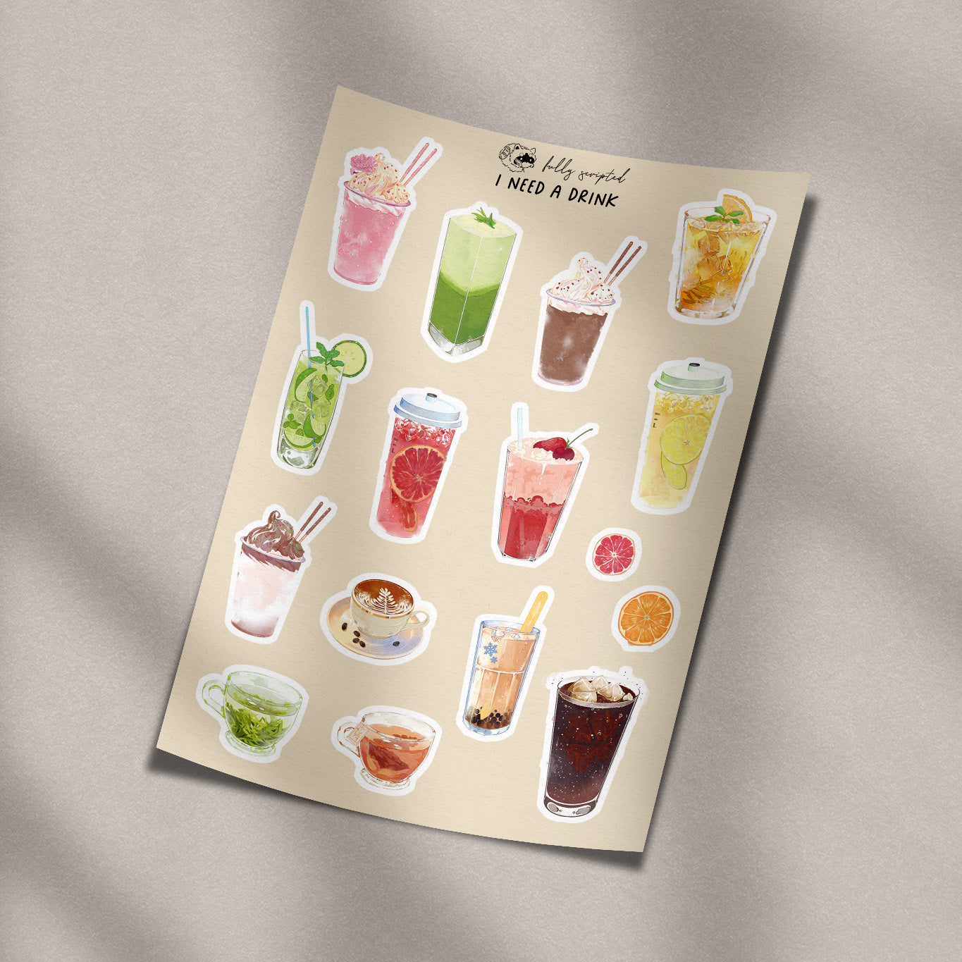 I Need A Drink Vinyl Sticker Sheet