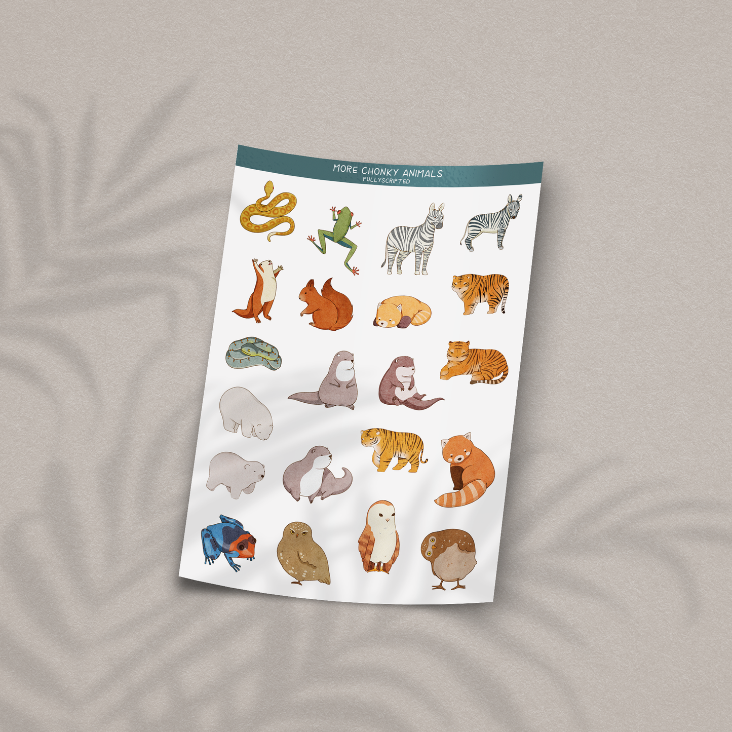 More Chonky Animals Vinyl Sticker Sheet