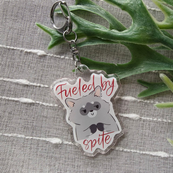 Fueled By Spite - Waro Raccoon Keychain