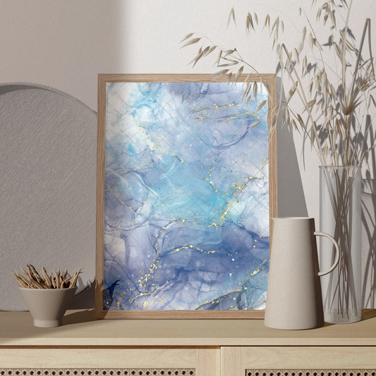 Blue Apatite Alcohol Ink Painting